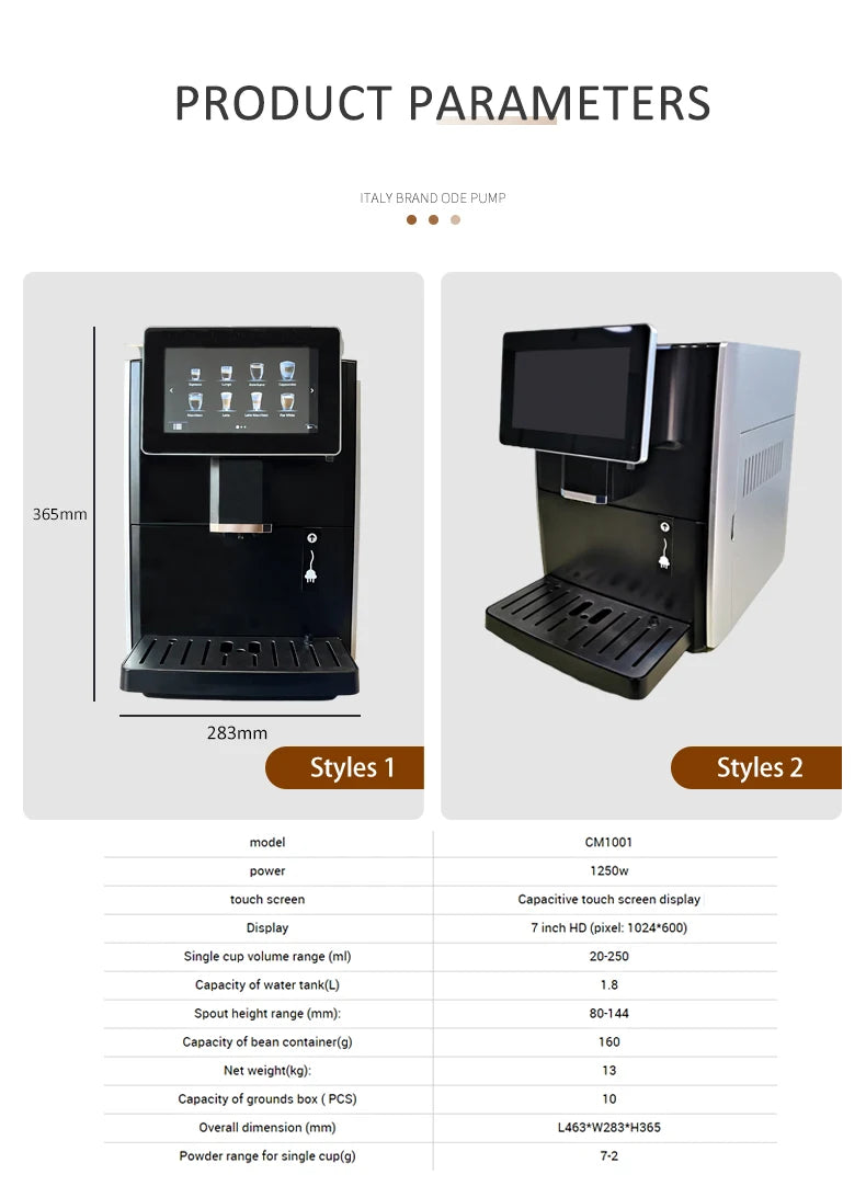 Luxury Household Fully Automatic Intelligent Espresso Coffee Maker Machine With Touch Screen Display