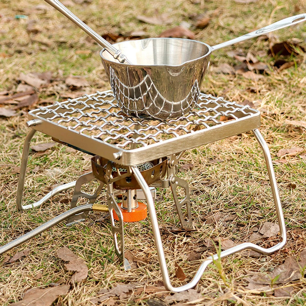 Portable BBQ Grill Stainless Steel Barbecue Rack Camping Grill Grate Folding Gas Stove Stand Outdoor Picnic Cooking Rack