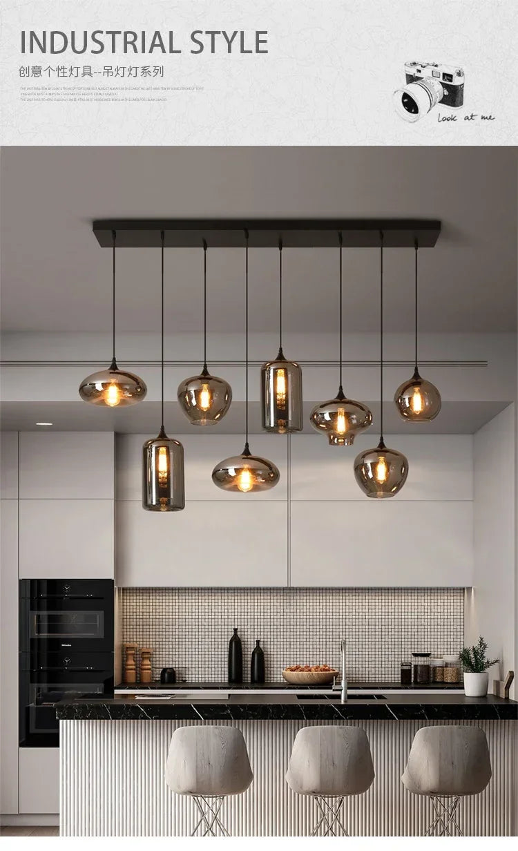 Modern Glass Chandeliers For Dining Tables Living Room Kitchen Office Coffee Hanging Lamp Nordic Home Pendan Light