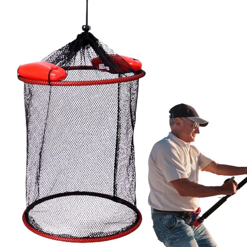 2024 Floating Fish Protection Sea Fishing Net Mesh Quick-drying Folding Fish Cage Thickened Woven Fish Basket