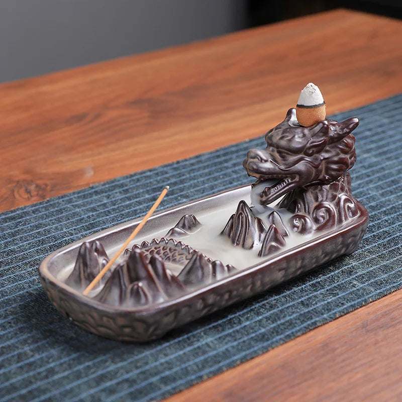 Backflow Incense Holder Waterfall Incense Burner Mountains River Zen Incense Burner Fragrance Fireplace Home Teahouse Yoga Decor