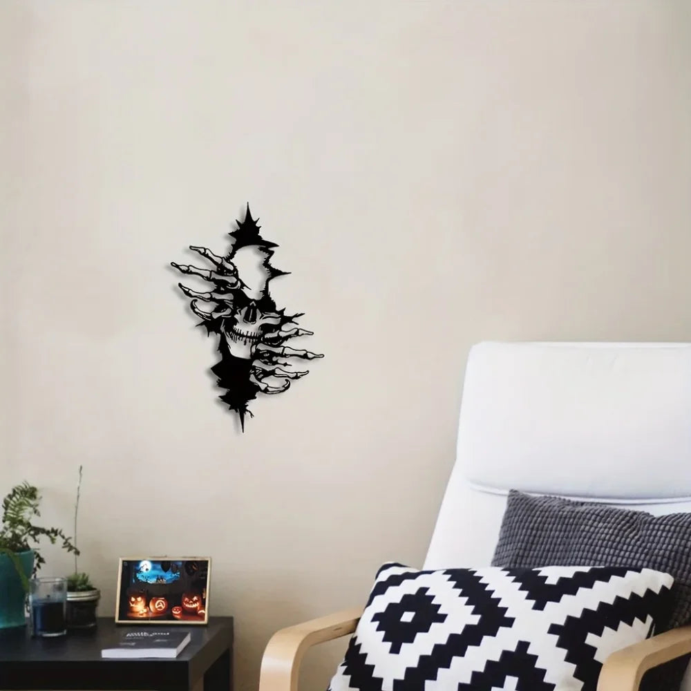 Wall Decorations 1pc Skull Decor - Make A Bold Statement in Your Living Room with Black Classic Metal Wall Art