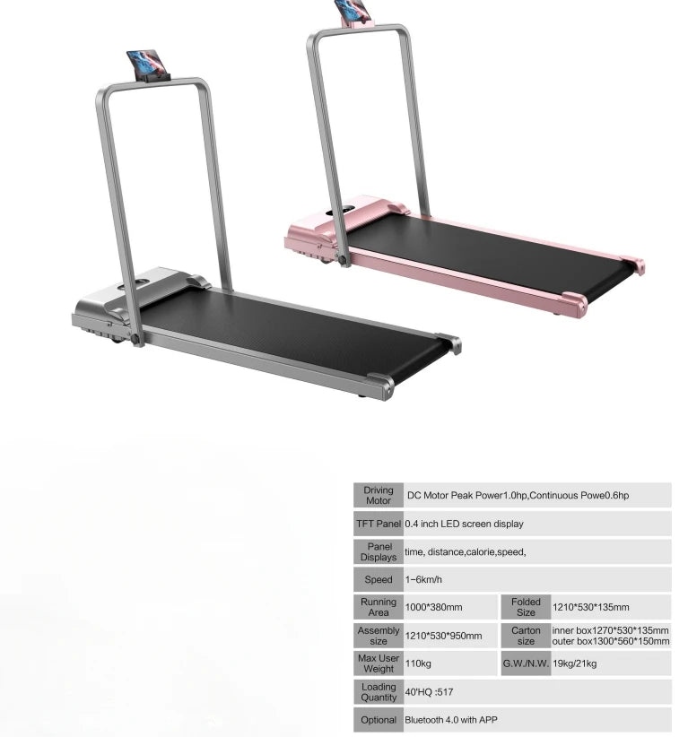 Under Desk Treadmill Motorised Treadmill Portable Walking Running Pad Flat Slim Machine with Remote Control LCD Display