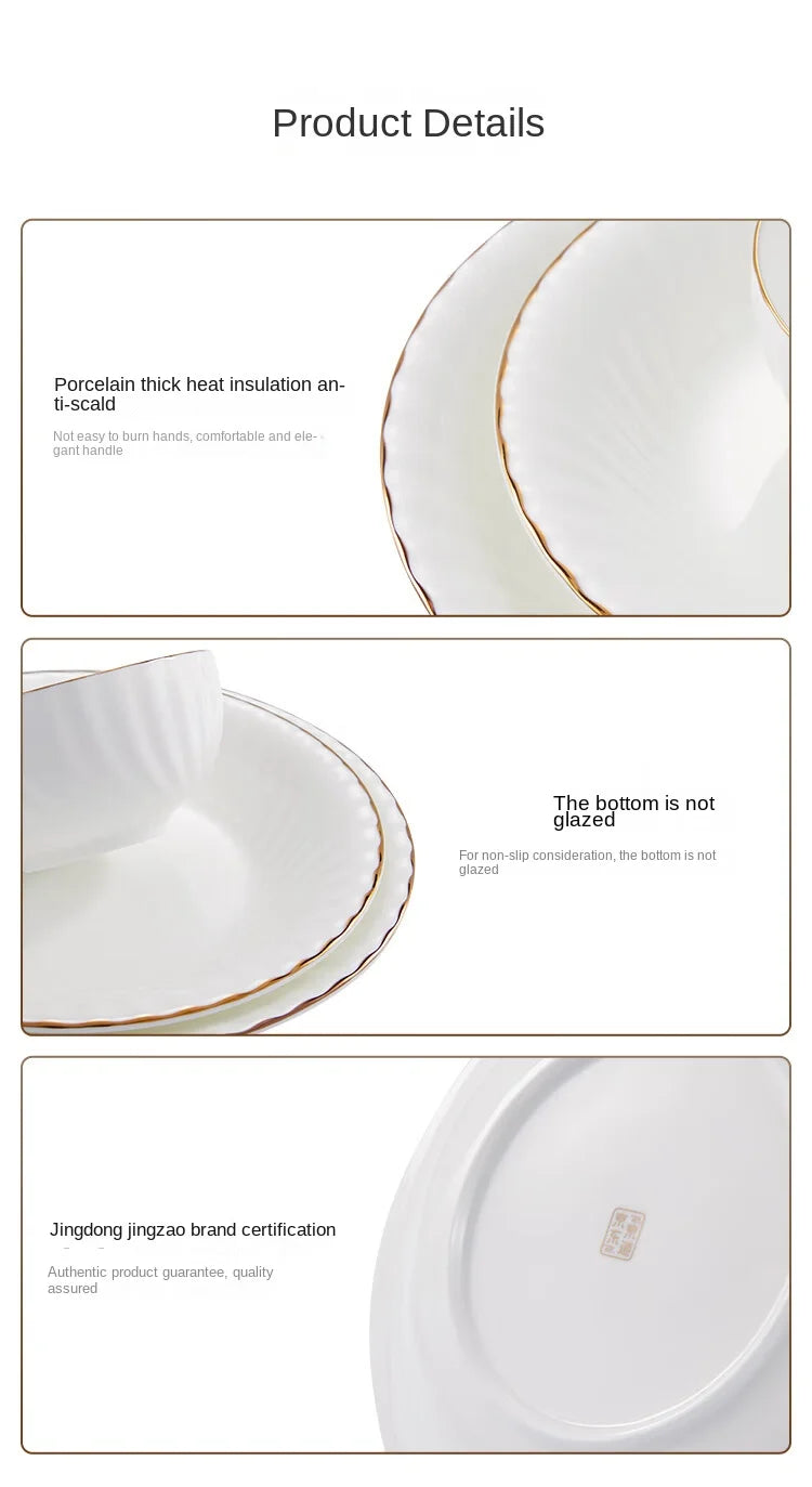 Premium Bone China Dinnerware Set for Home, Microwave Compatibility, 14Pis