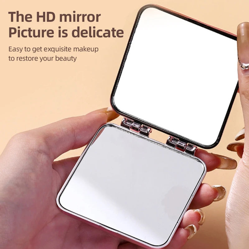 Personalized Small Light Cosmetic 2 Side Folding Makeup Compact Pocket Mirror Luxury Women Luminous Effect Mini Mirror