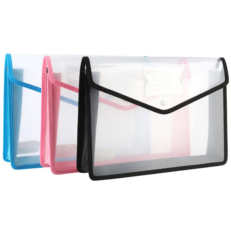 A4 A3 Document Bag Plastic Envelope Bag Large Capacity Document Organizer Pvc Waterproof Stationery Bag Office Metting Supplies