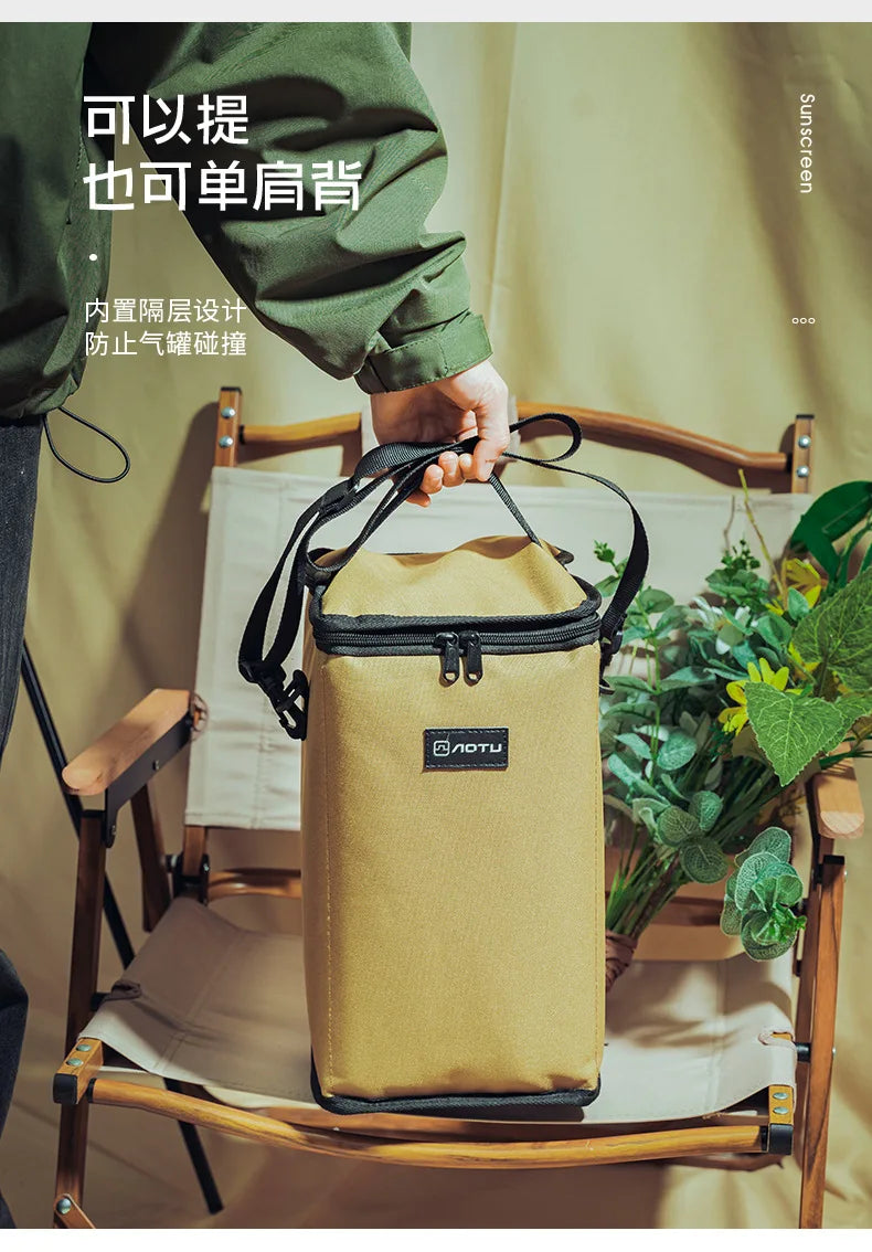 Camping Gas Tank Storage Bag Large Capacity Gas Canister Picnic light Organizer Ground Nail Tool Thickened Anti-Collision Bag