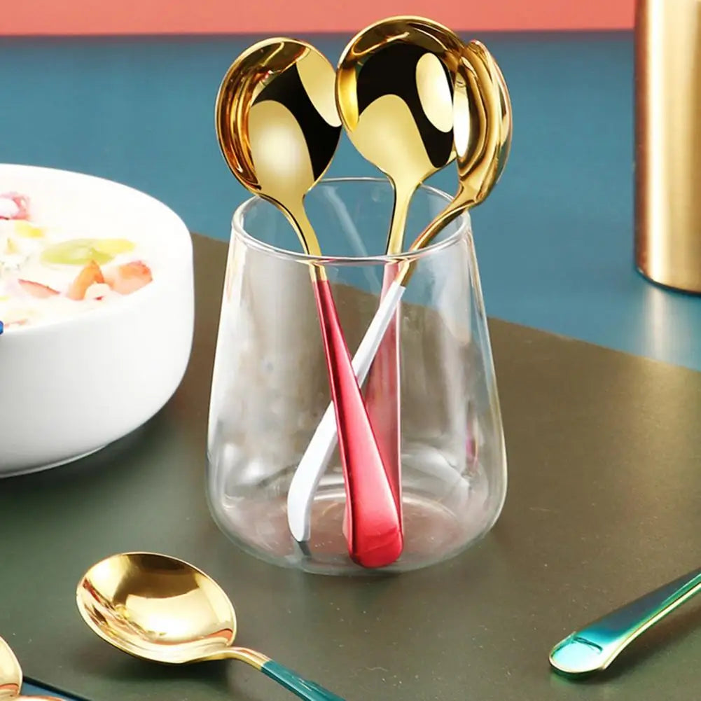 Modern Design Serving Spoon Rust-proof Kitchen Utensil Rust-proof Stainless Steel Dessert Spoon Set Non-slip for Home for Ice