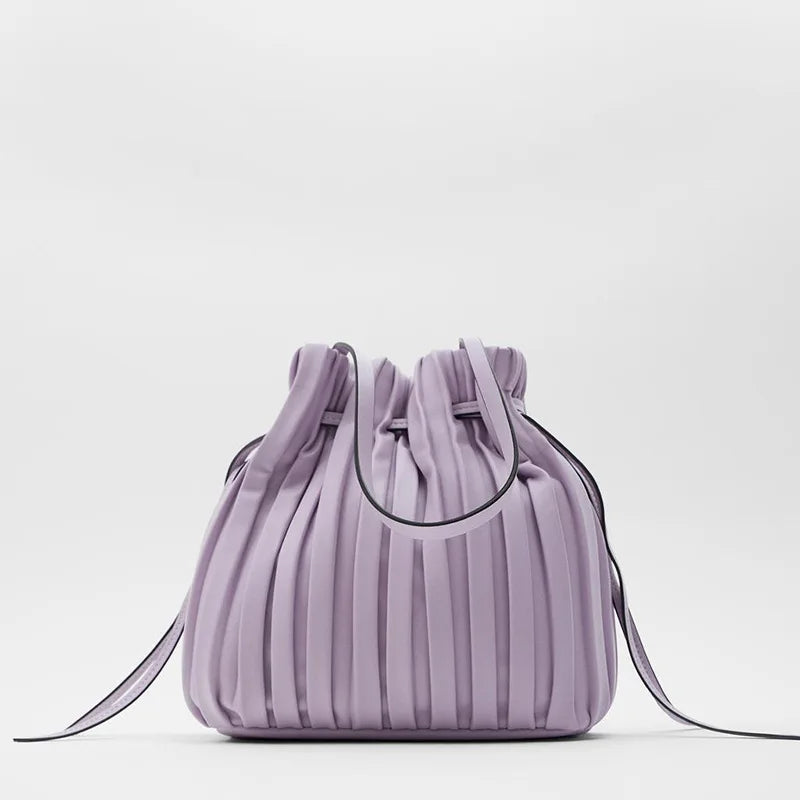 Women Pleated Bucket Crossbody Bags