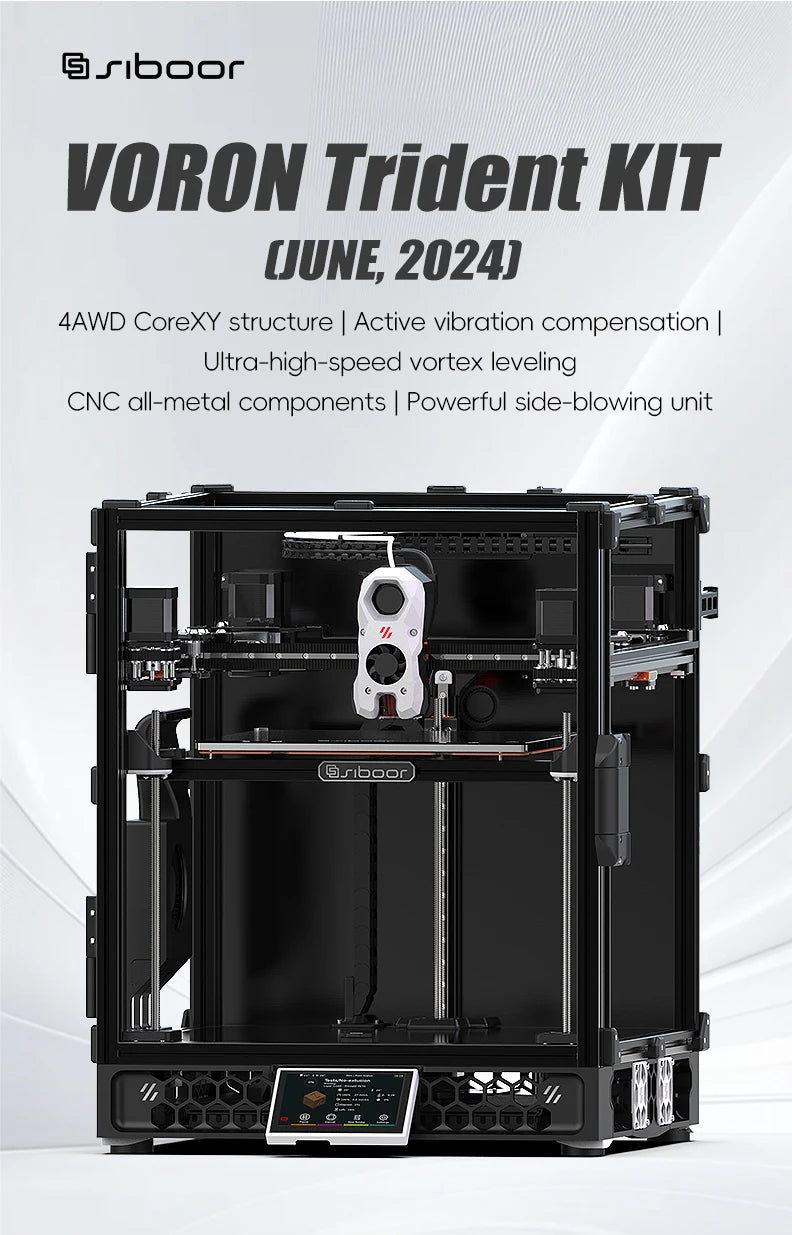 Voron Trident SIBOOR [June,2024] CNC Metal Structure 4AWD CoreXY 3D Printer Upgraded Stealthburner DIY 3D Printer Full Kits