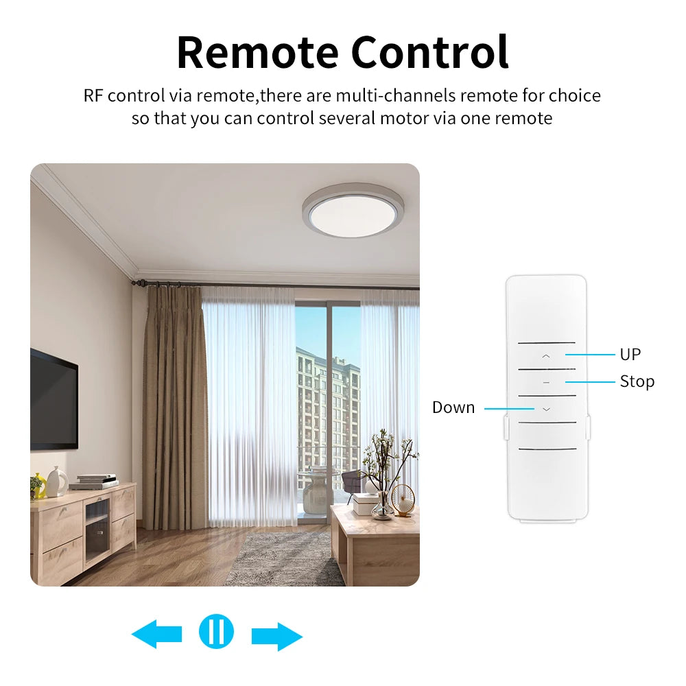 Tuya Smart Zigbee 3.0 Curtain Blind Motor Track Automated Electric Curtains with RF Remote for Alexa Echo Google Home Assistant