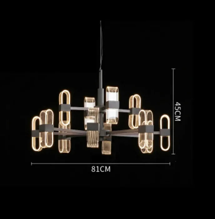 Black Chandelier Creative Dining Living Room Bedroom Smart Lighting System Acrylic Base Pendant Light Luxury Room Hanging Lamp