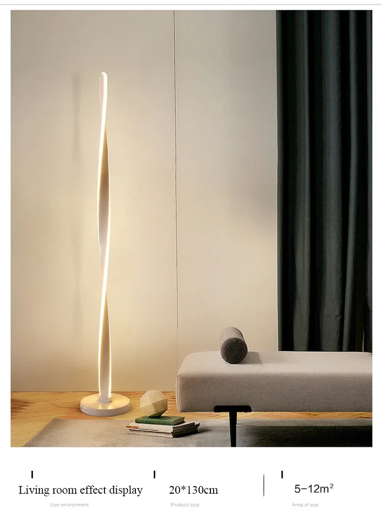 Modern LED decor Aluminum Floor Lamp for Living Room Bedroom Remote Dimming Acrylic Spiral Shape indoor Stand lighting