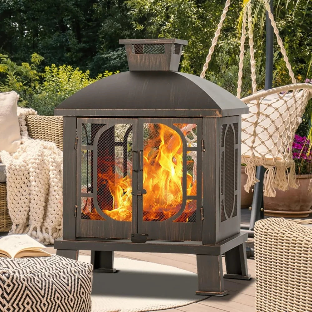 ForgeFlame Square Chiminea Fire Pit