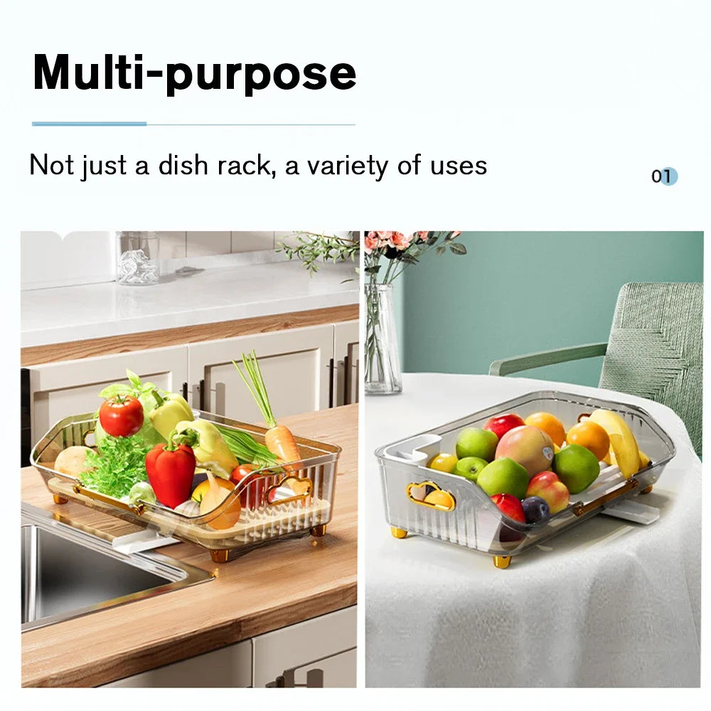 Luxury Dish Drying Rack Eco-friendly Drainer Rack With Drain Basket Tableware Bowl Organizer Kitchen Utensils Dish Storage Rack