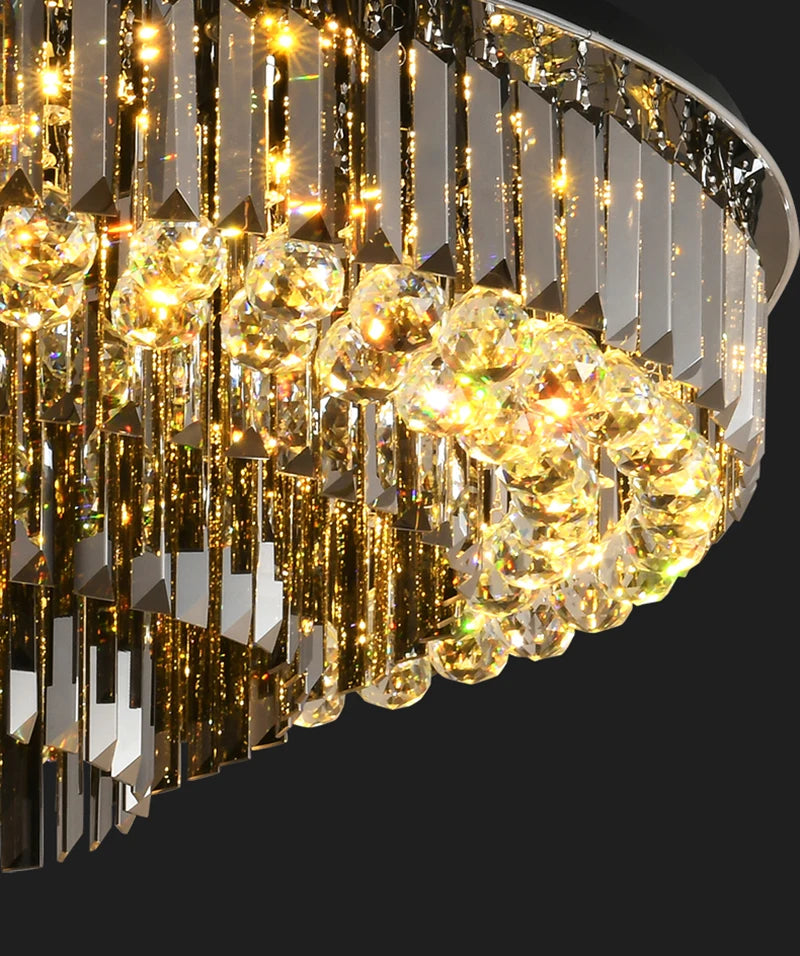 Modern Exalted Luxury Crystal Chandelier Lighting Round Hanging Lamp for Living Room Bedroom Indoor Home Light Fixtures