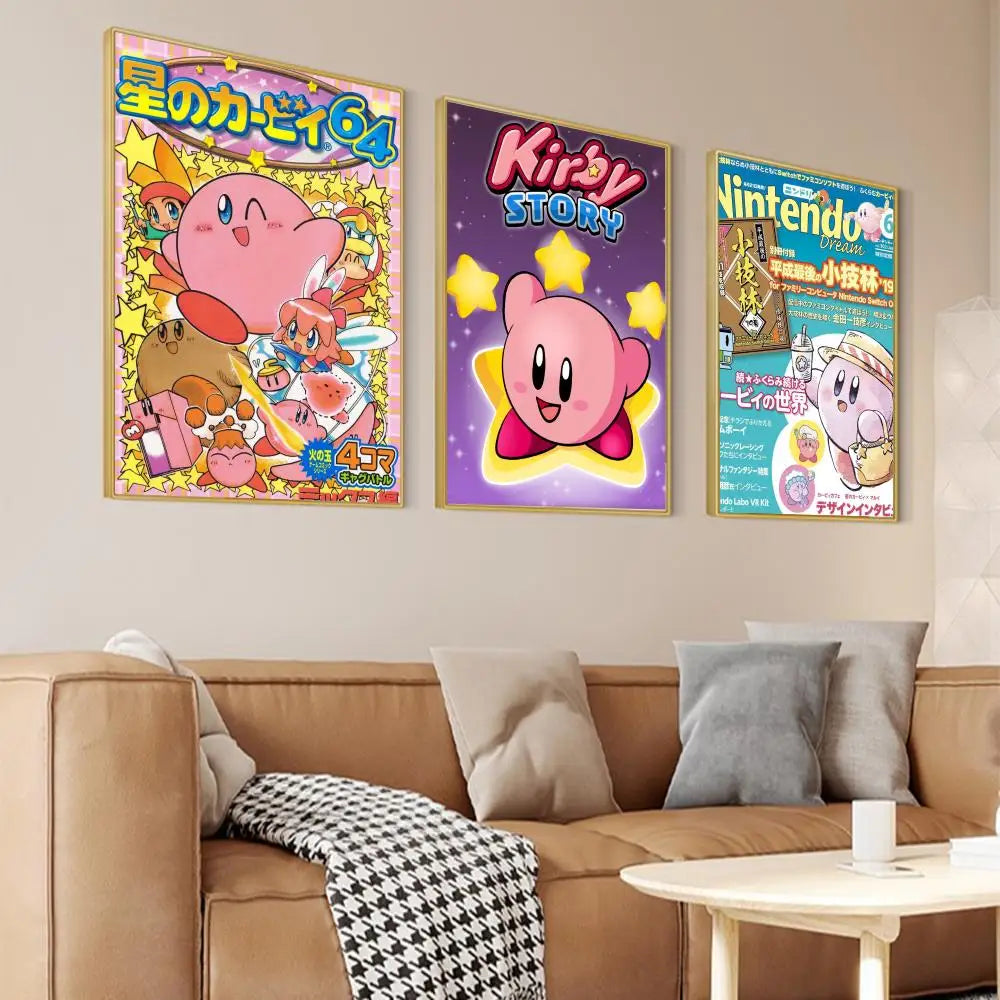 Cartoon Cute K-Kirby Poster Poster Paper Print Home Living Room Bedroom Entrance Bar Restaurant Cafe Art Painting Decoration