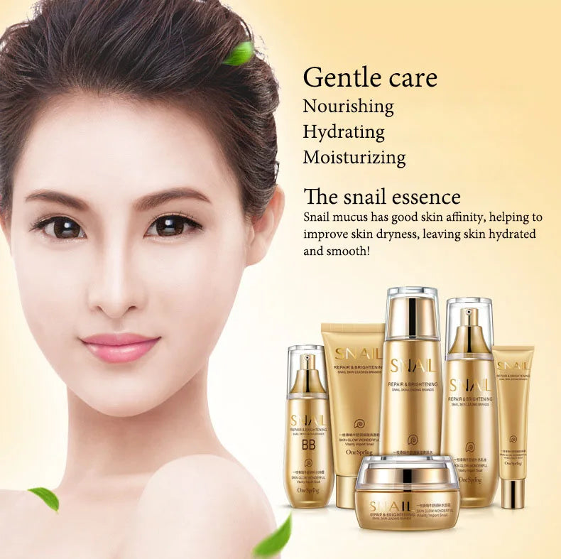 6pcs Snail Collagen Skin Care Sets Moisturizing Facial Set Skincare Products Face Cream Facial Cleanser Toner Face Care Kits