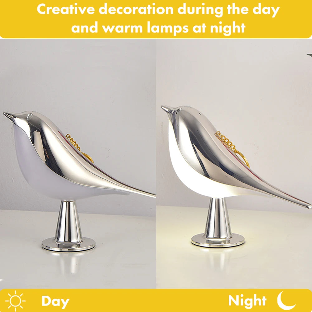 Modern Simple Magpie LED Bedside Lamp Small Cordless Wooden Bird Night Light Touch Control Bedroom Table Reading Lamp Home Decor