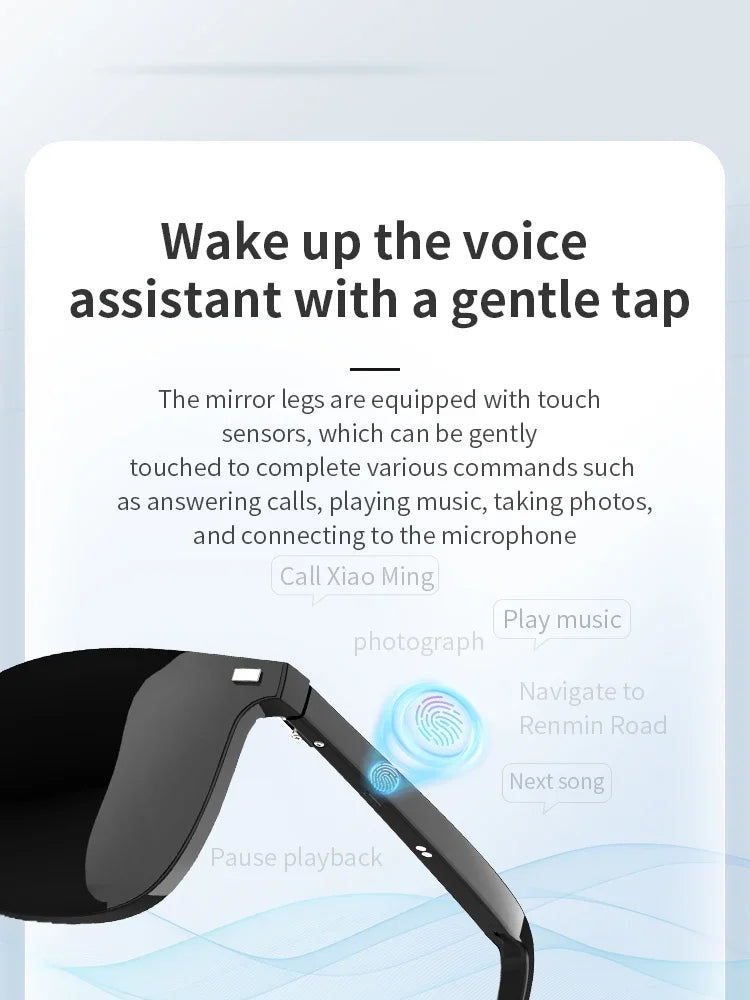 Camera Smart Glasses Bluetooth Call Voice Assistant Listen Music Glasses Smart Sports Polarized Sunglasses Anti-Blue Eyeglasses