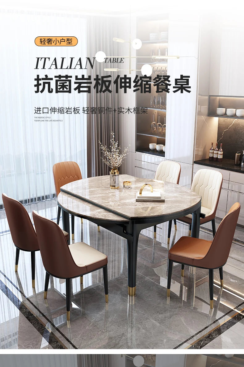 Design Extendable Kitchen Table Round Modern Nordic Simple Dining Table Luxury Multifunction Juegos De Comedor Furniture HD50CZ