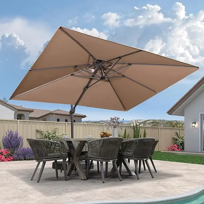 Cantilever Patio Umbrella with 360-Degree Rotation and Adjustable Tilt