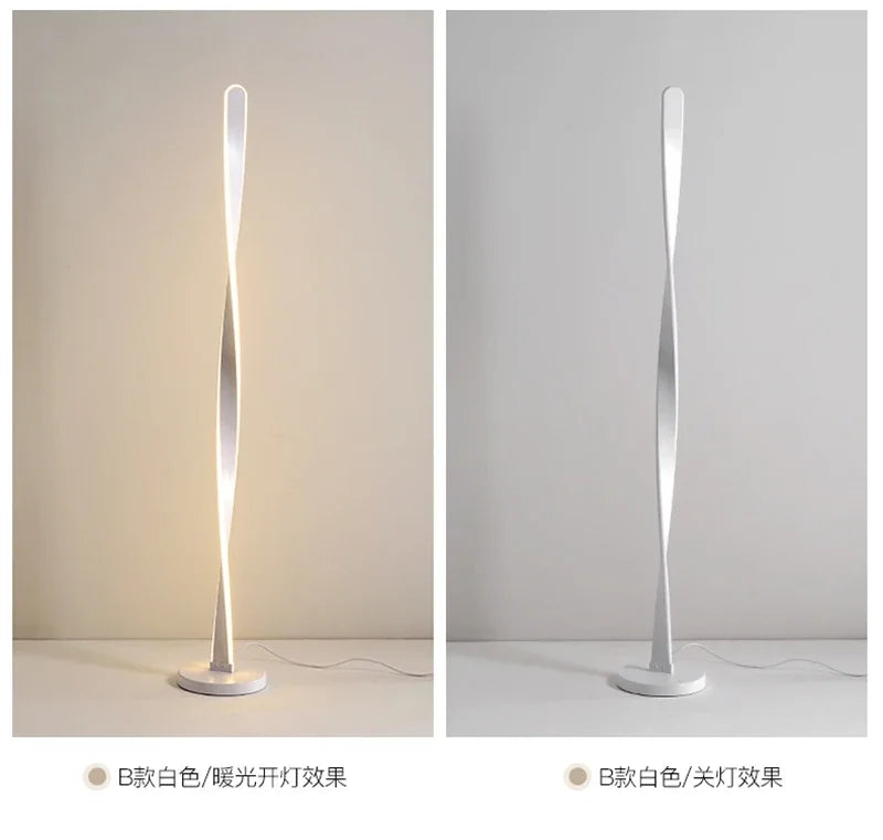 Modern LED decor Aluminum Floor Lamp for Living Room Bedroom Remote Dimming Acrylic Spiral Shape indoor Stand lighting