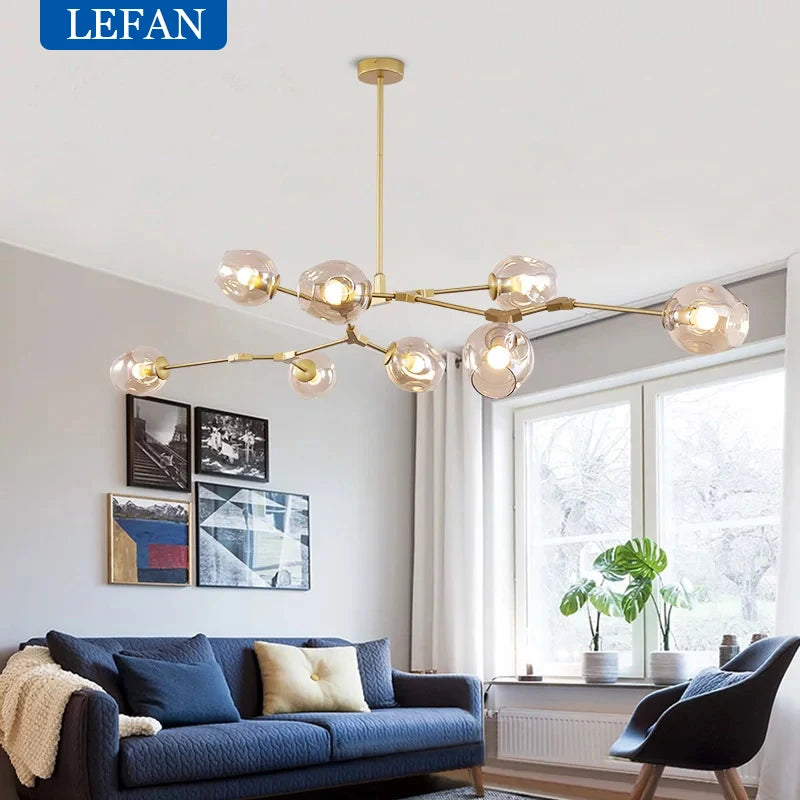 Modern Glass Bubble Chandelier For Living Room Dining Island Suspension Lamp Light Designer Branching Fixtures Hanging Luminaire