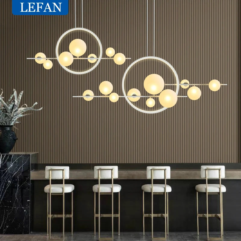 Modern LED Ceiling Novelty Glass bubble Chandelier Nordic Dining room Lamp Restaurant lighting Kitchen Home Decor Hanging lights