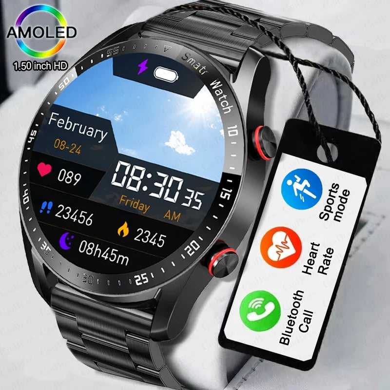 For Huawei 1.5 inch Smart Watch Men Bluetooth Call Heart Rate ECG Health Fitness Sports Watch Waterproof Business Man Smartwatch