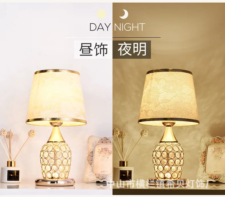 European-Style Crystal Table Lamp Ins Simple Modern Bedroom Warm Romantic Fashion Creative Decorative Bedside Lamp