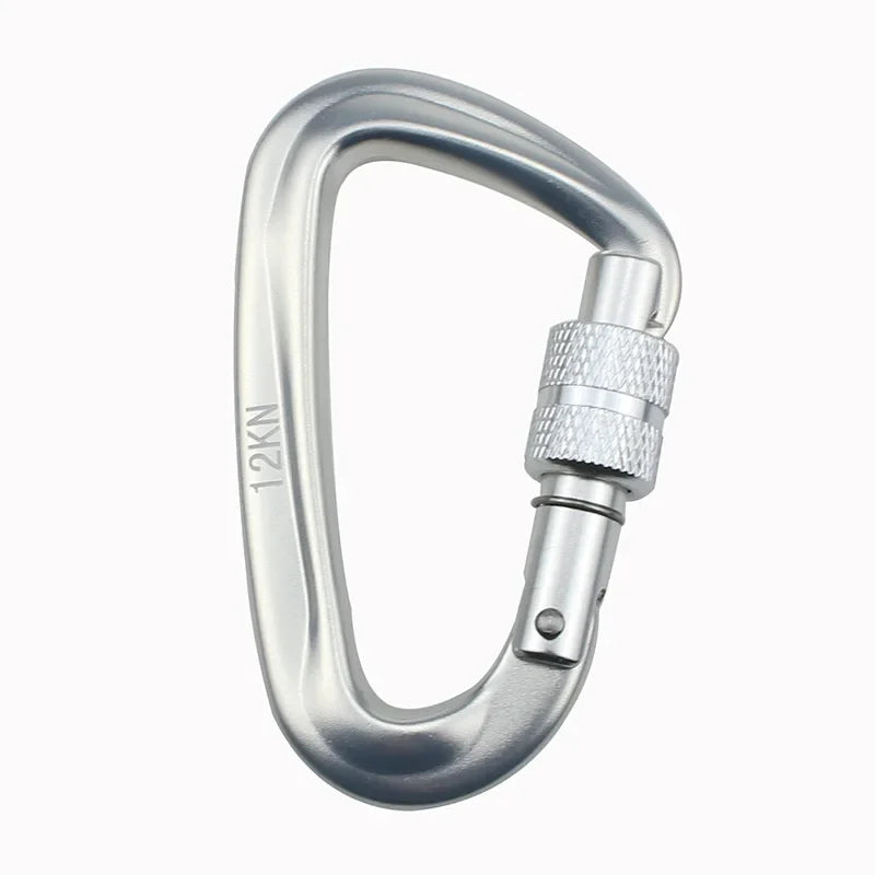 12KN Climbing Carabiner D Shape Quickdraws Professional Climbing Buckle Lock Security Safety Lock Outdoor Climbing Equipment