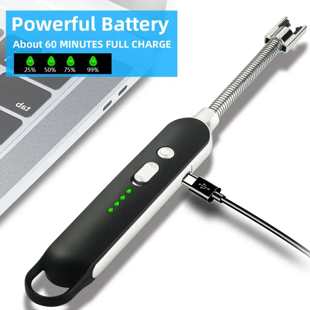 Rechargeable Windproof Electric Arc Lighter with Multi-Protection Safety Features