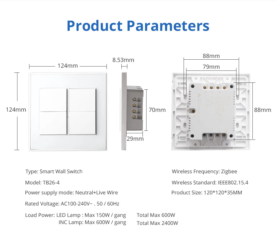 Zemismart Tuya Zigbee Smart 1 2 3 4 6 Gangs Light Switch Brazilian Wall Interrupter Alexa Google Home Smart Life App Control