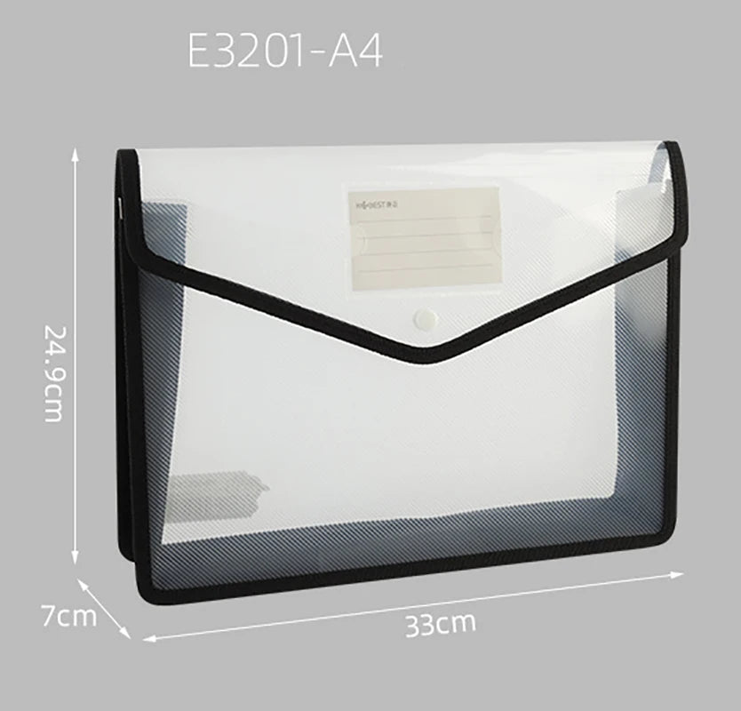 A4 A3 Document Bag Plastic Envelope Bag Large Capacity Document Organizer Pvc Waterproof Stationery Bag Office Metting Supplies