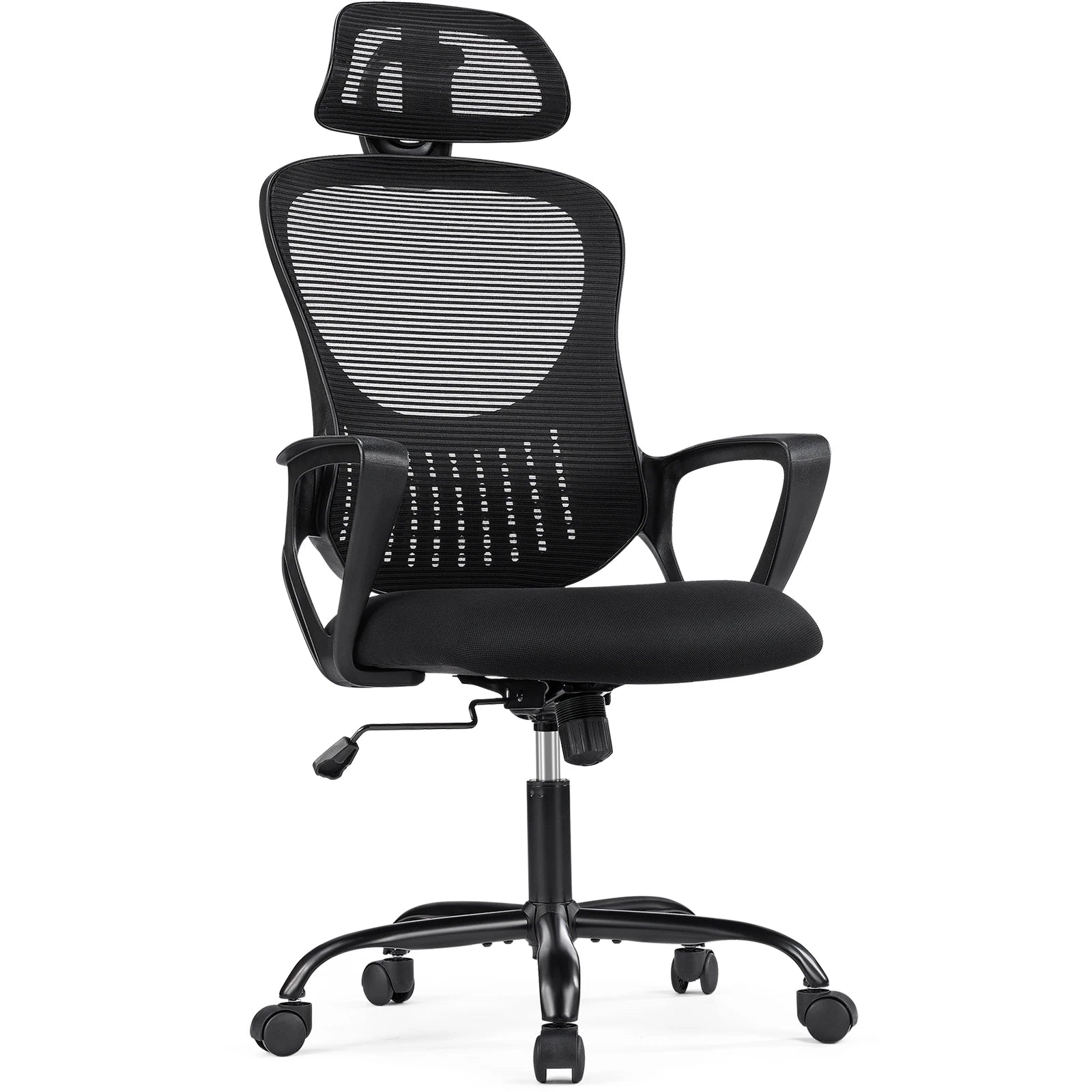 JHK Ergonomic Mesh Fixed Armrest Office Computer Desk Chair Adjustable Headrests Comfortable Lumbar Support For Home Office