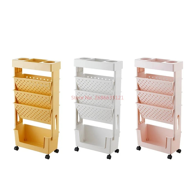 Multi functional household movable classroom desk book storage rack small cart multi-layer stationery sorting shelf book bookshe