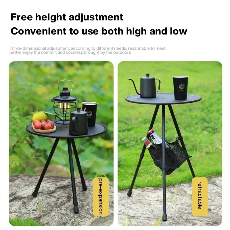 Outdoor tripod dining hiking picnic lifting folding round  portable telescopic aluminum alloy coffee mini