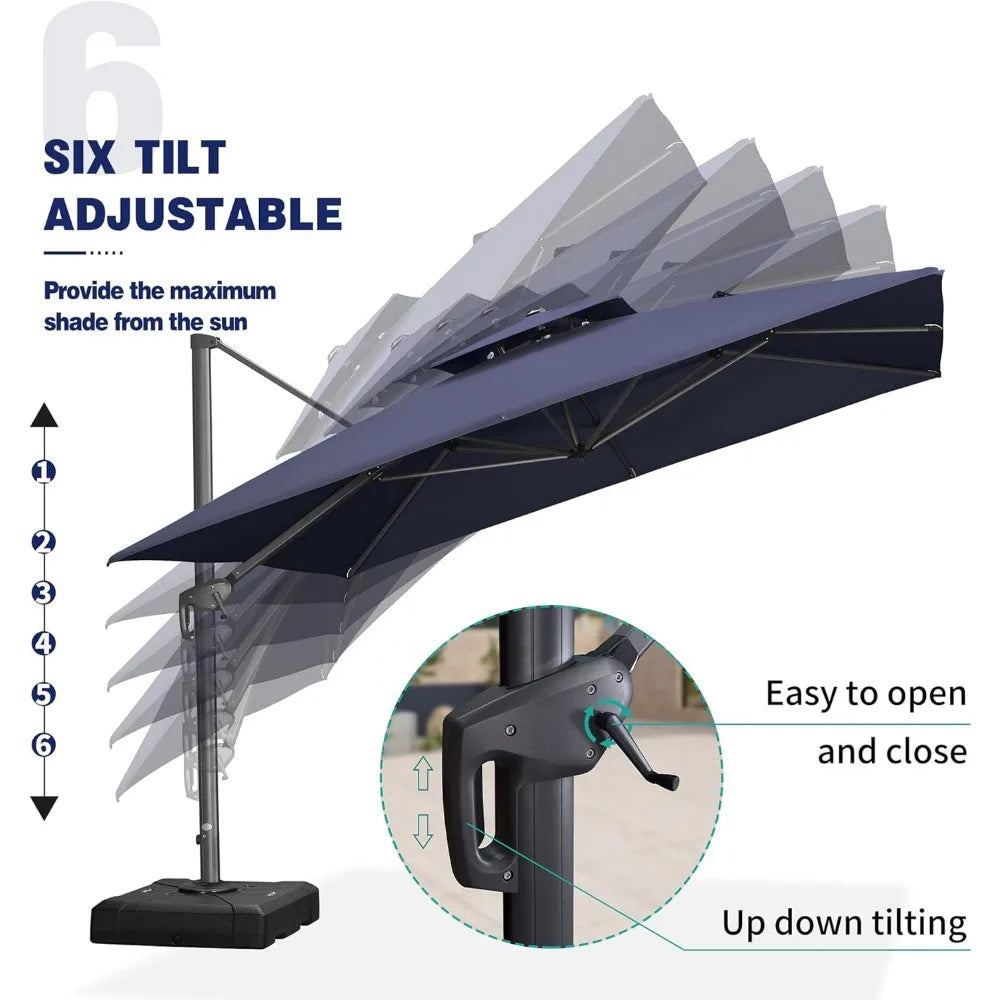 Cantilever Patio Umbrella with 360-Degree Rotation and Adjustable Tilt