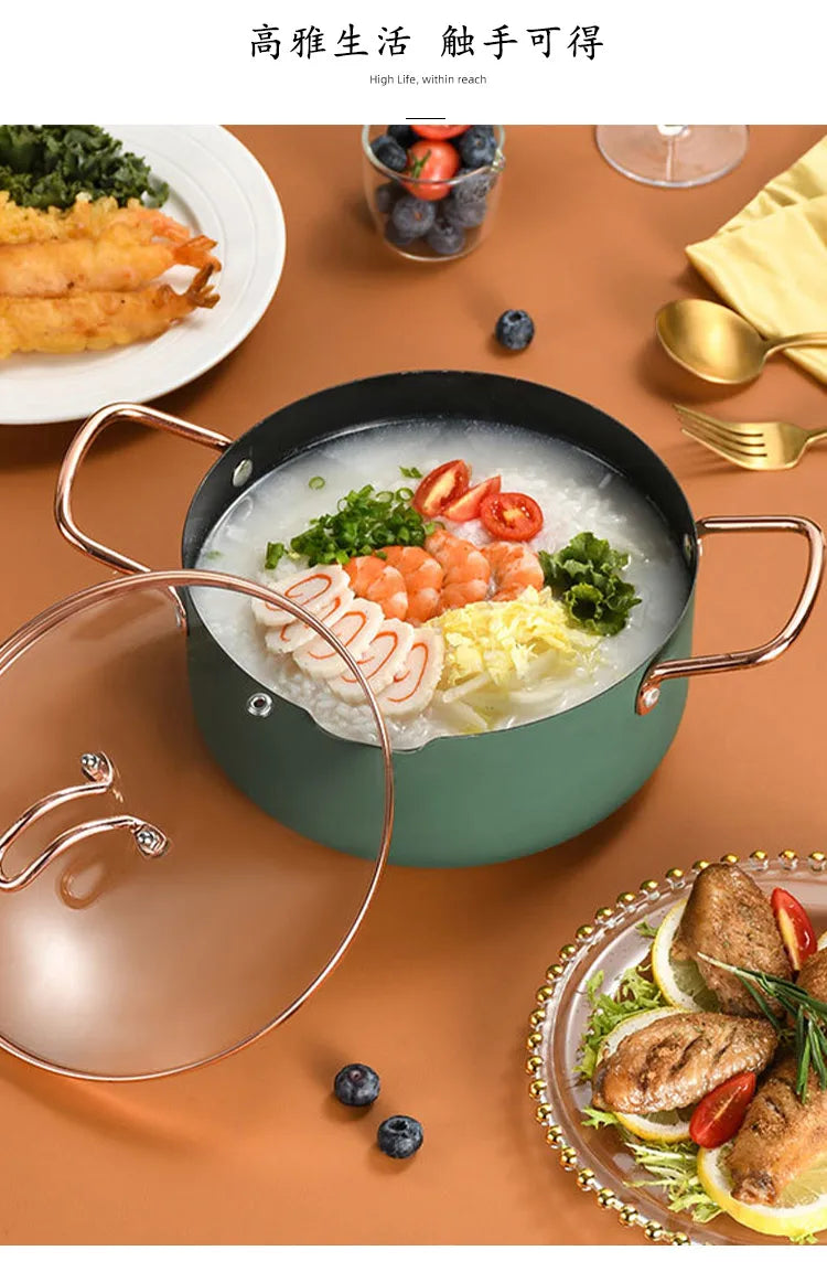 Nordic Oil Frying Pan Light Luxury Kitchen High-end Cookware Household Stainless Steel Soup Pot with Diversion Port Two Ears