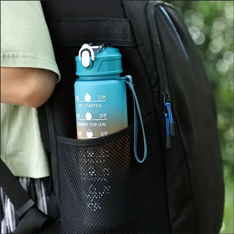 Sports Water Bottle with Time-Tracking Straw Leak Proof Locking Flip Cover for Easy Carry Ideal for Outdoor Adventures