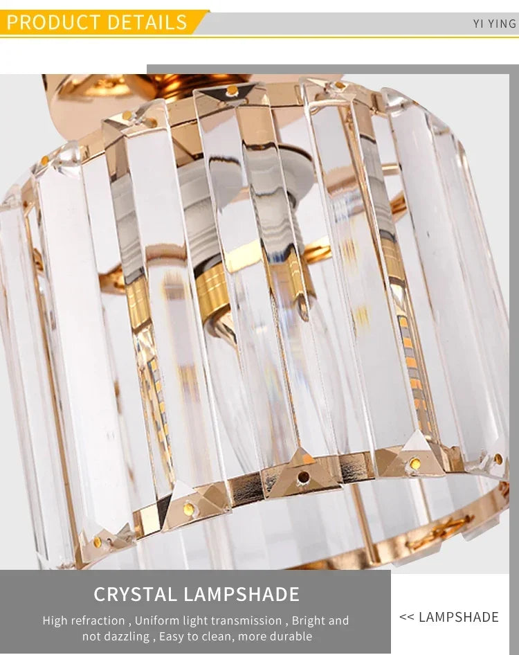 Nordic Modern Simple Led Ceiling Lights Crystal Lampshade Unique Lamp Designs Wall Aisle Corridor Living Room Pendant