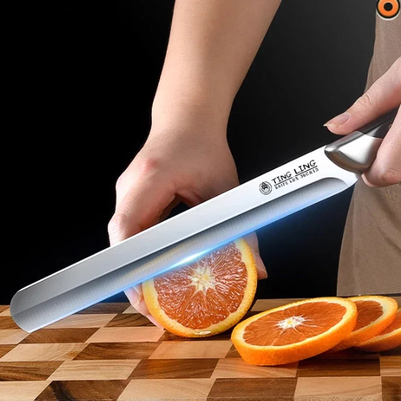 High-end kitchen stainless steel watermelon fruit knife, multi-functional carving knife, cooking bread barbecue knife