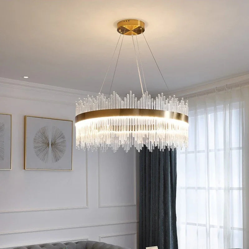 Morden LED Long Style Crystal Ceiling Chandeliers Living Dining Room Pendant Lamp Nordic Home Decor Hanging Light Lustre Fixture