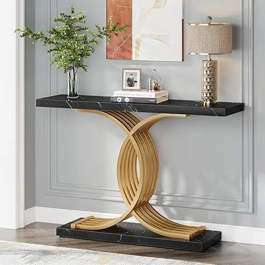 Mirrored Console Table with Crystal Inlays – Modern Silver Entryway Table