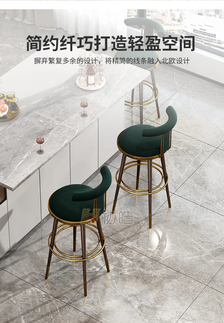 Luxury Manicure Bar Stools Designer Counter Kitchen Salon Chairs Relaxing Cafe Reception Cadeiras De Jantar Bar Furniture TD50DC