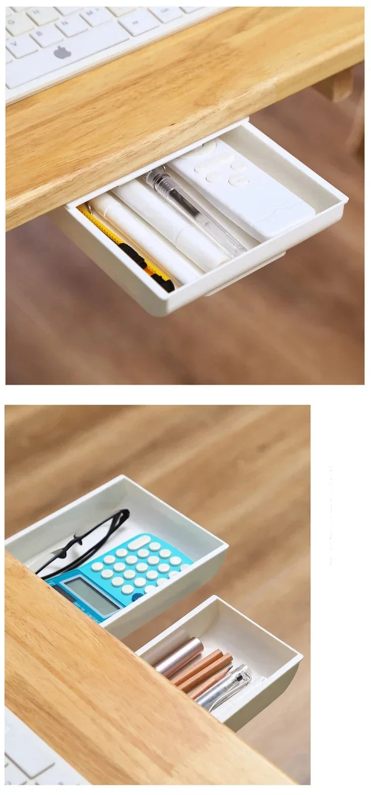 Hidden Desk Storage Box Storage Drawer Self-Adhesive Plastic Desk Storage Rack Cosmetic Stationery Organizers