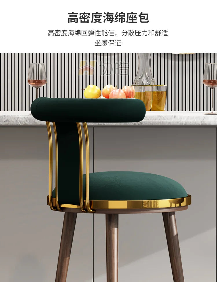 Luxury Manicure Bar Stools Designer Counter Kitchen Salon Chairs Relaxing Cafe Reception Cadeiras De Jantar Bar Furniture TD50DC