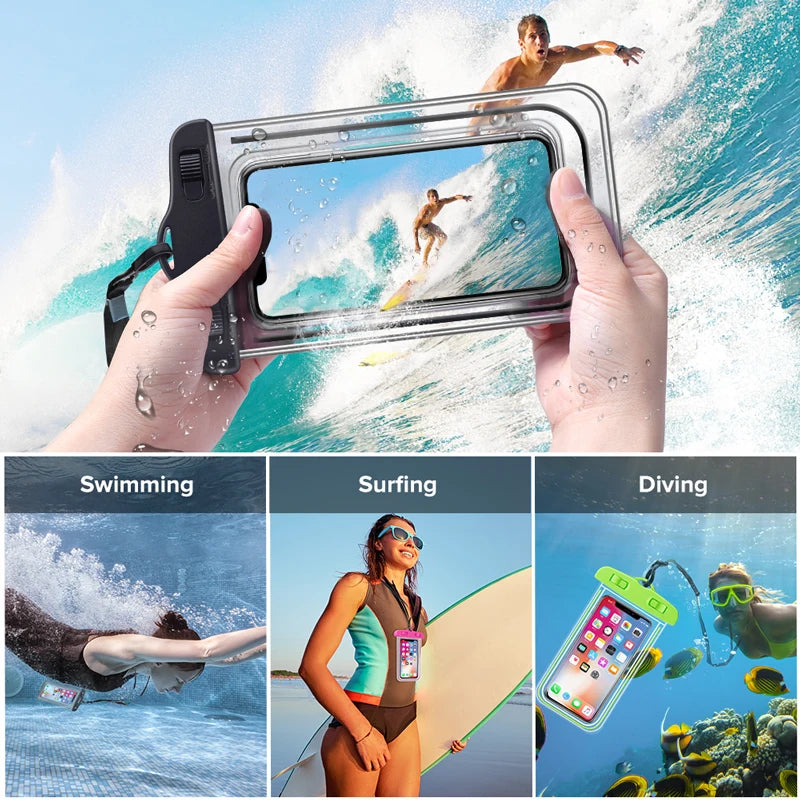 Waterproof Phone Case Swimming Water Proof Bag Universal Underwater Phone Protector Pouch PV Cover for iPhone 12 Pro Xs Max XR X