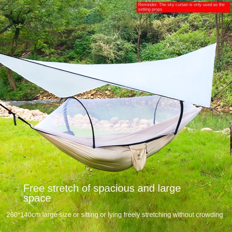 Enjoy cross-border exclusive hammock outdoor double person anti rollover 210T nylon spinning pole anti mosquito hammock